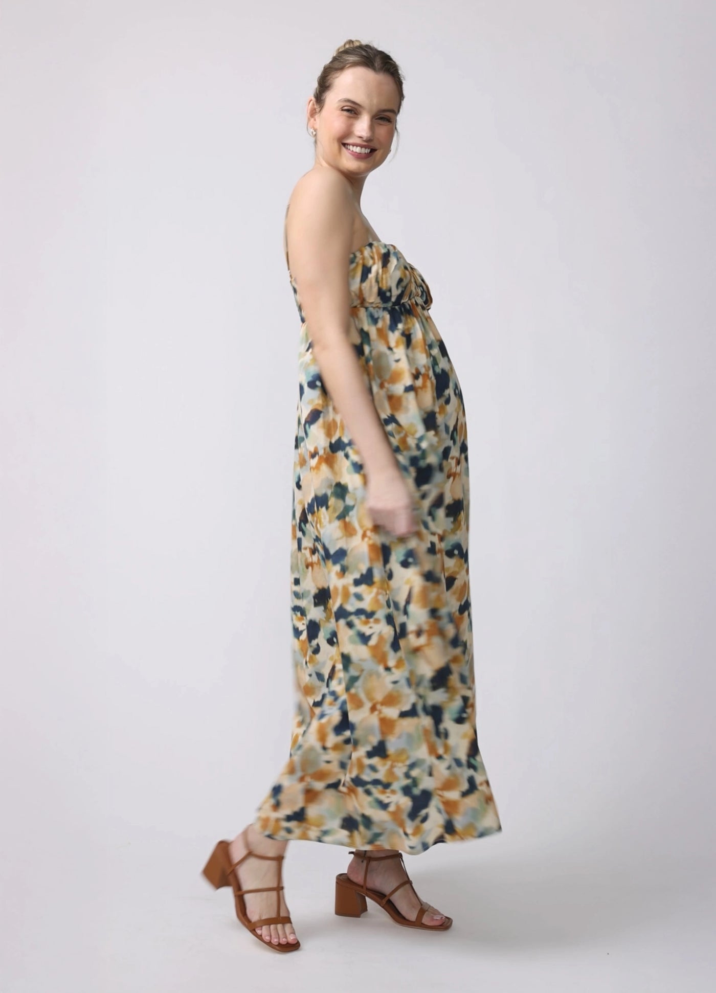 knee length dresses for ladies Never Let You Down Striped Maxi Dress- Ivory & Navy main image 0