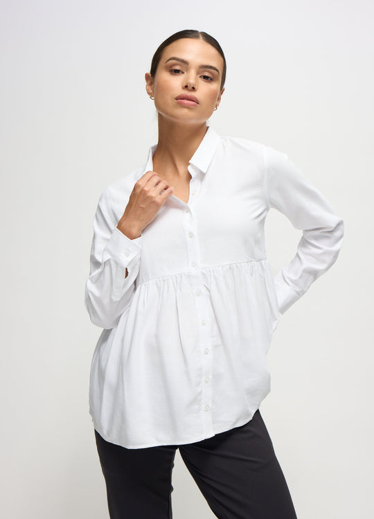 The Soft Touch Peplum Button Down Maternity + Nursing Top
