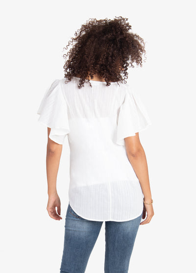 Model is 5’10”, 8 months pregnant, and wears size S.||White