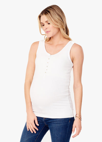 Rib Henley Maternity + Nursing Tank