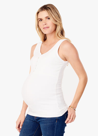 Rib Henley Maternity + Nursing Tank