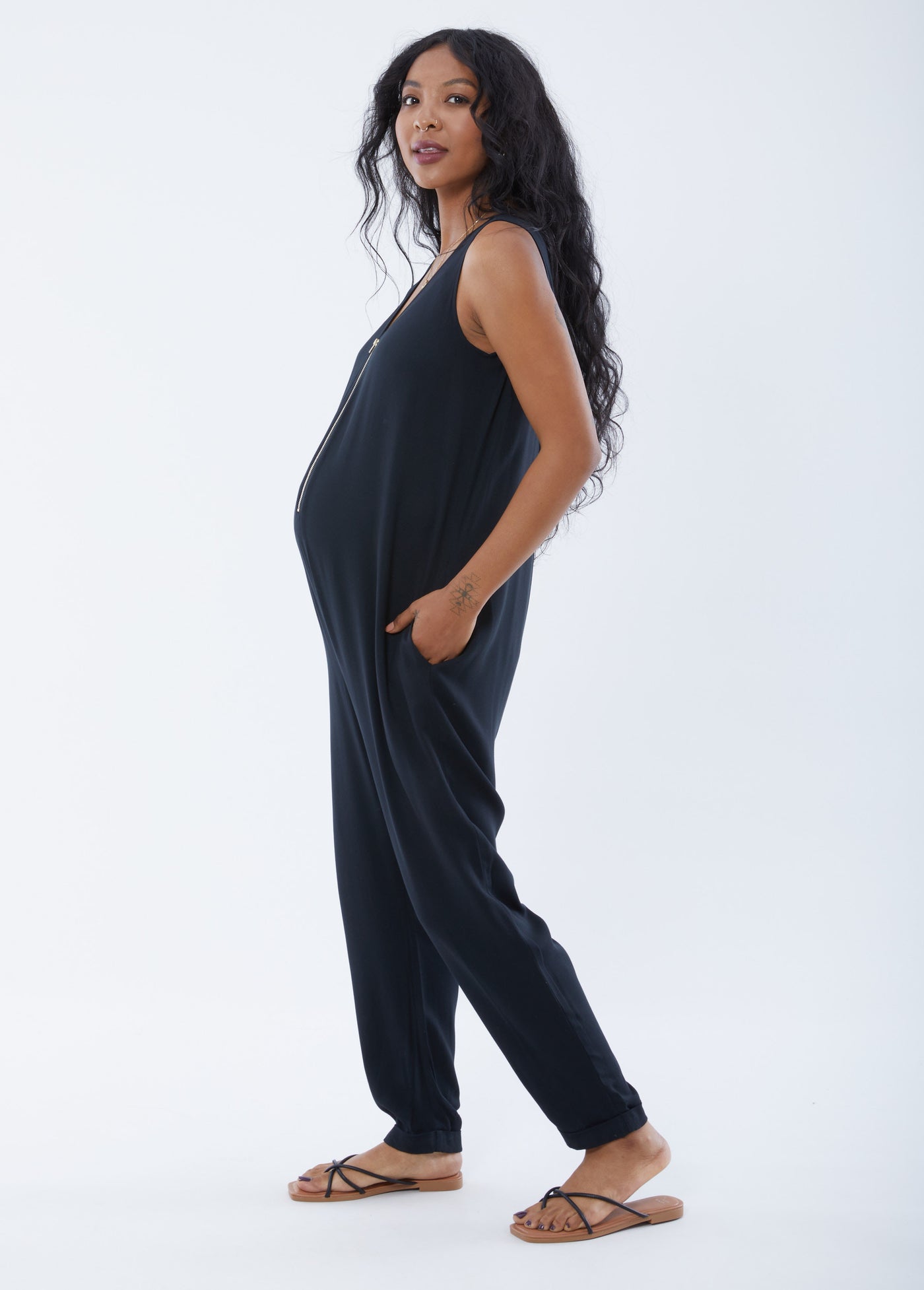 Maternity Black Contour Sculpt Cami Strap Jumpsuit