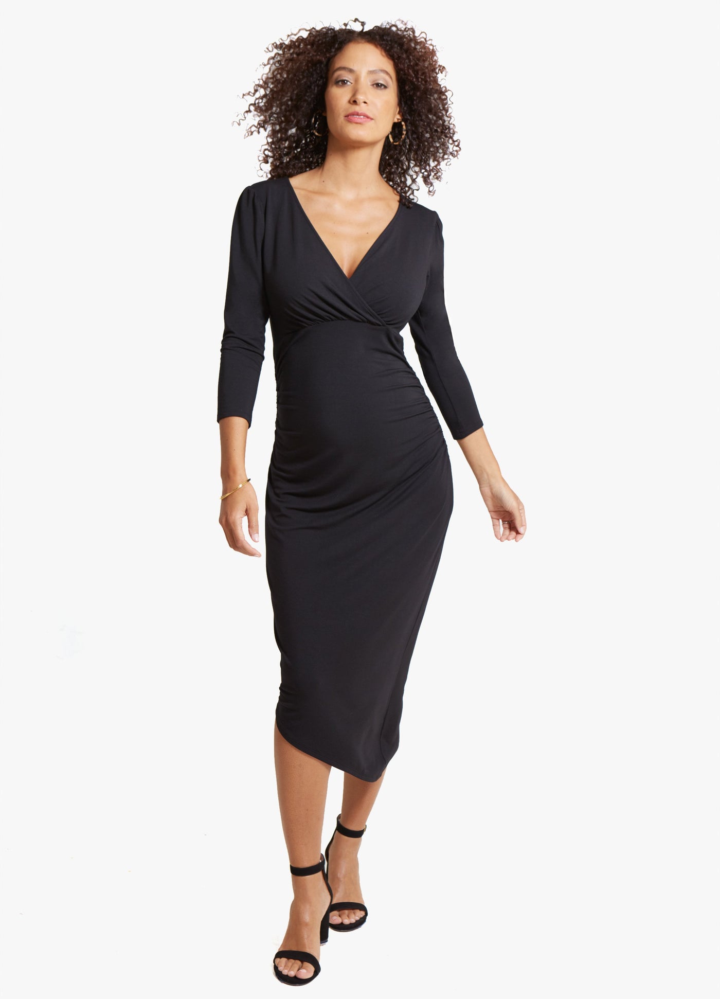 Model is 5’10”, 4 months pregnant, and wears size S.||Black
