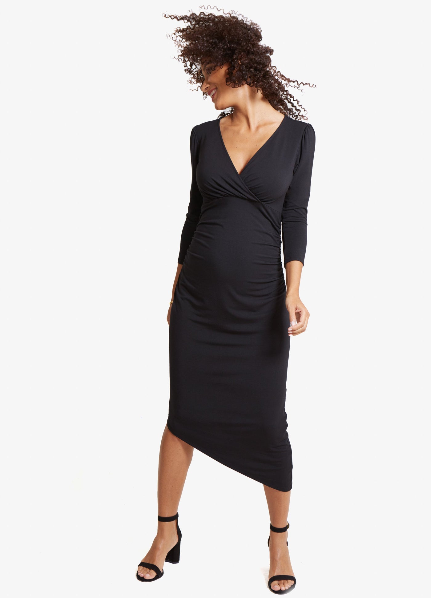 Model is 5’10”, 4 months pregnant, and wears size S.||Black