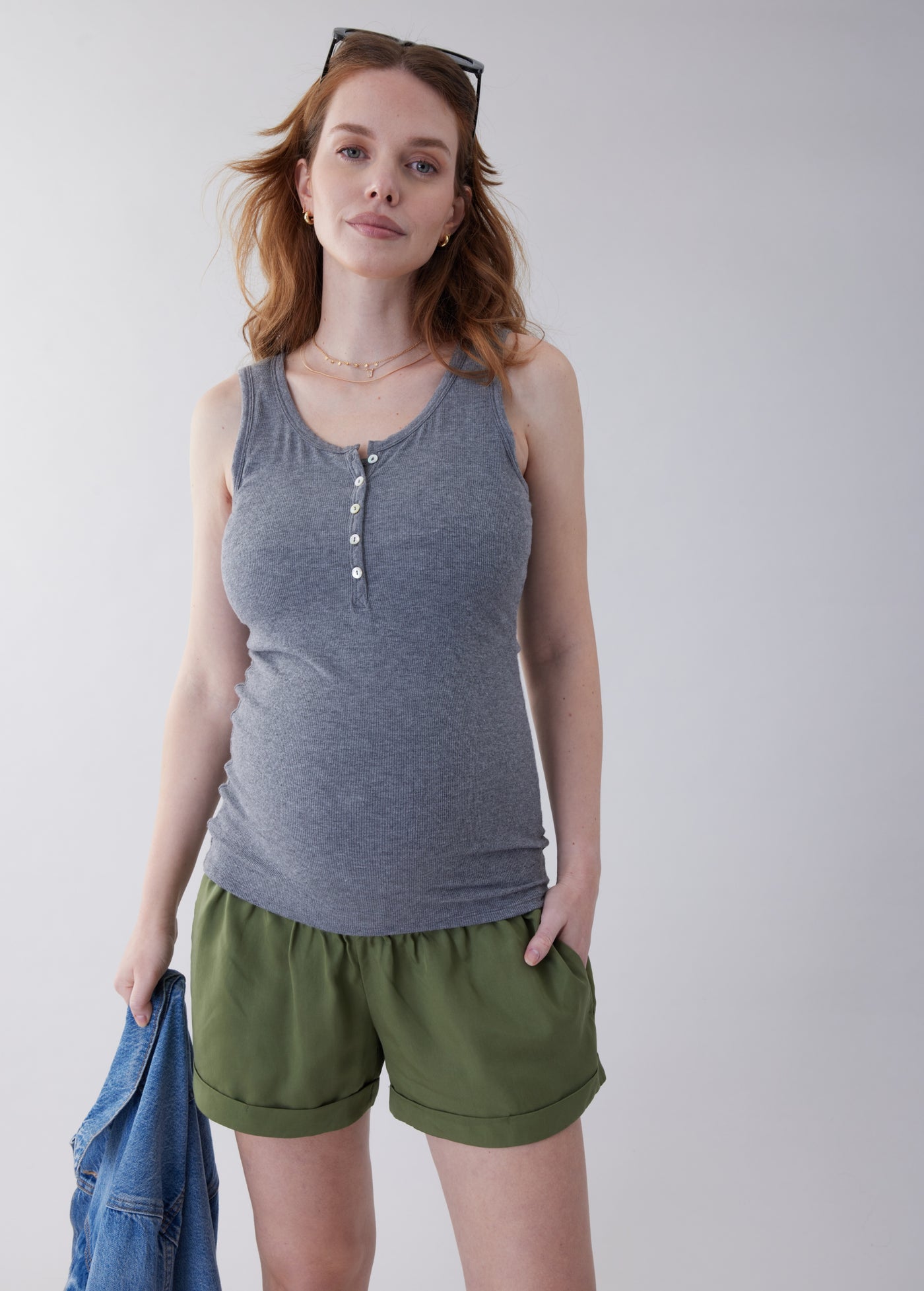 Ribbed Nursing Henley Tank Top - Pregnancy & Postpartum – Ingrid+Isabel