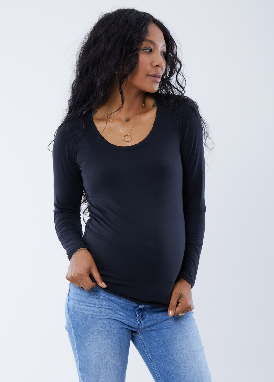 Long Sleeve Scoop Neck Maternity T-Shirt – Ingrid+Isabel