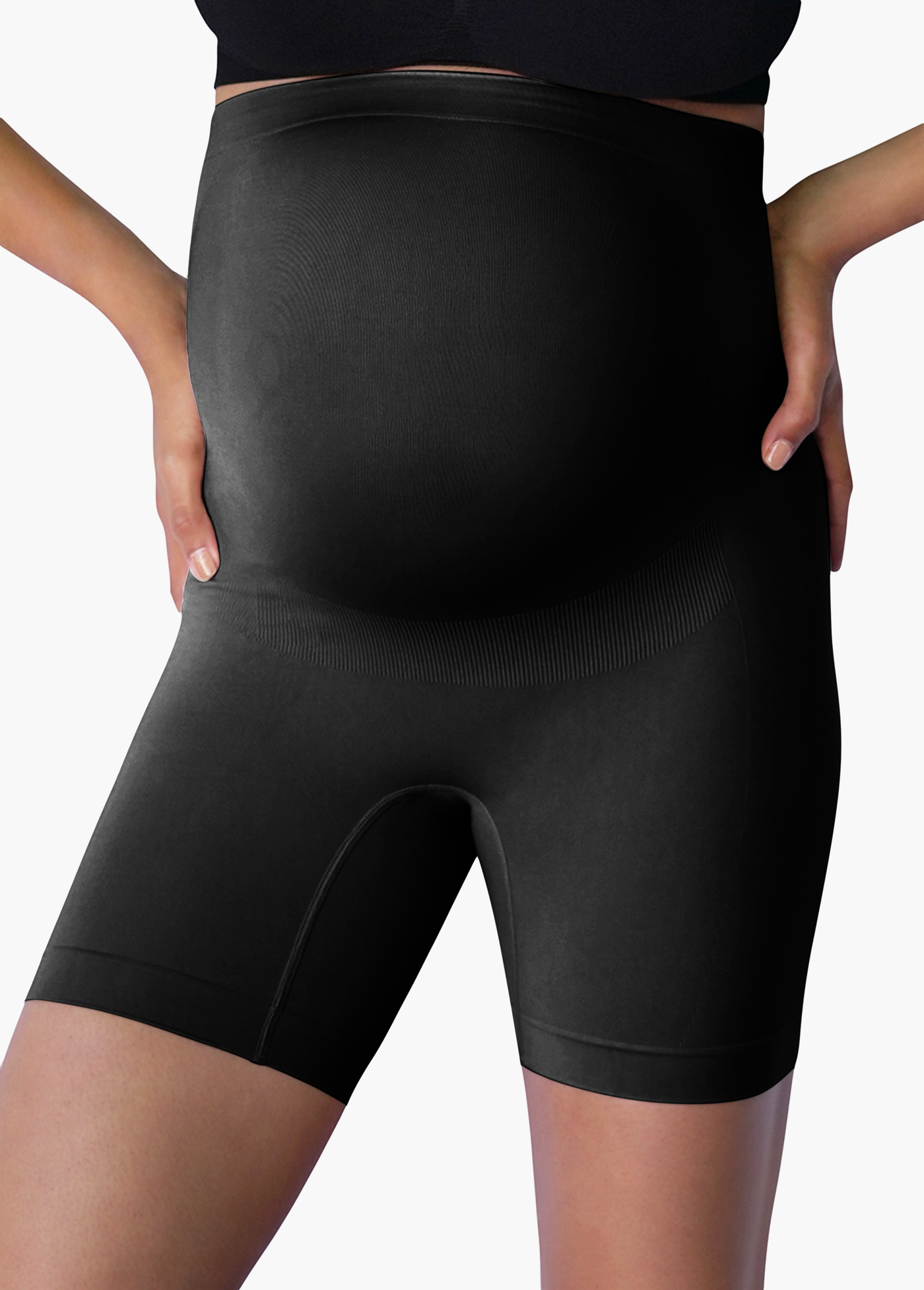 Gratlin Women's Seamless Pregnancy Shapewear High Waist Shorts Mid-Thigh  Underwear L Black