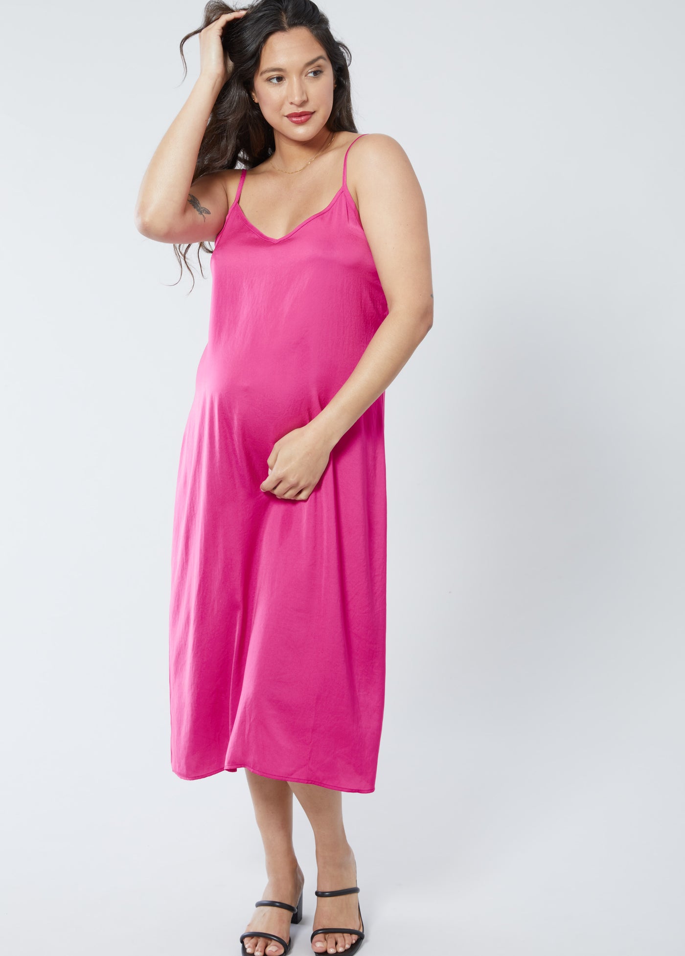 Satin Slip Maternity Dress –