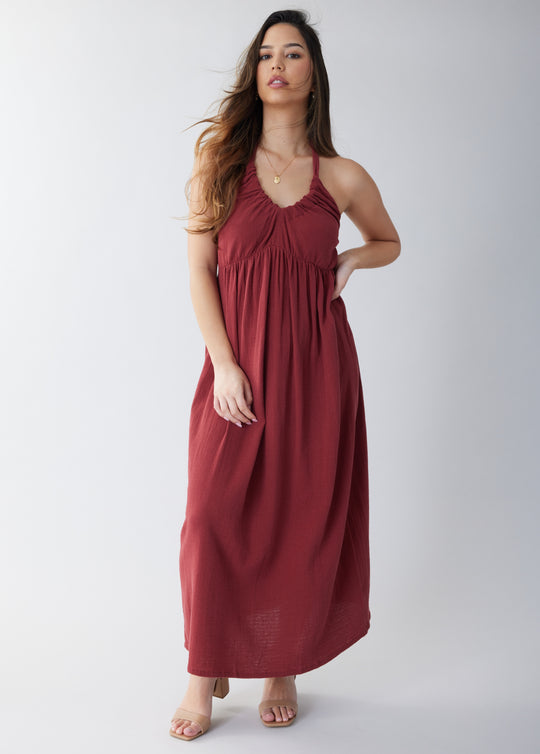 Tie-Back Woven Maxi Maternity Dress - Isabel Maternity by Ingrid & Isabel  White