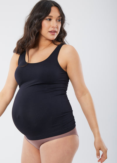 Seamless Belly Support Maternity Tank Top 2-Pack Black