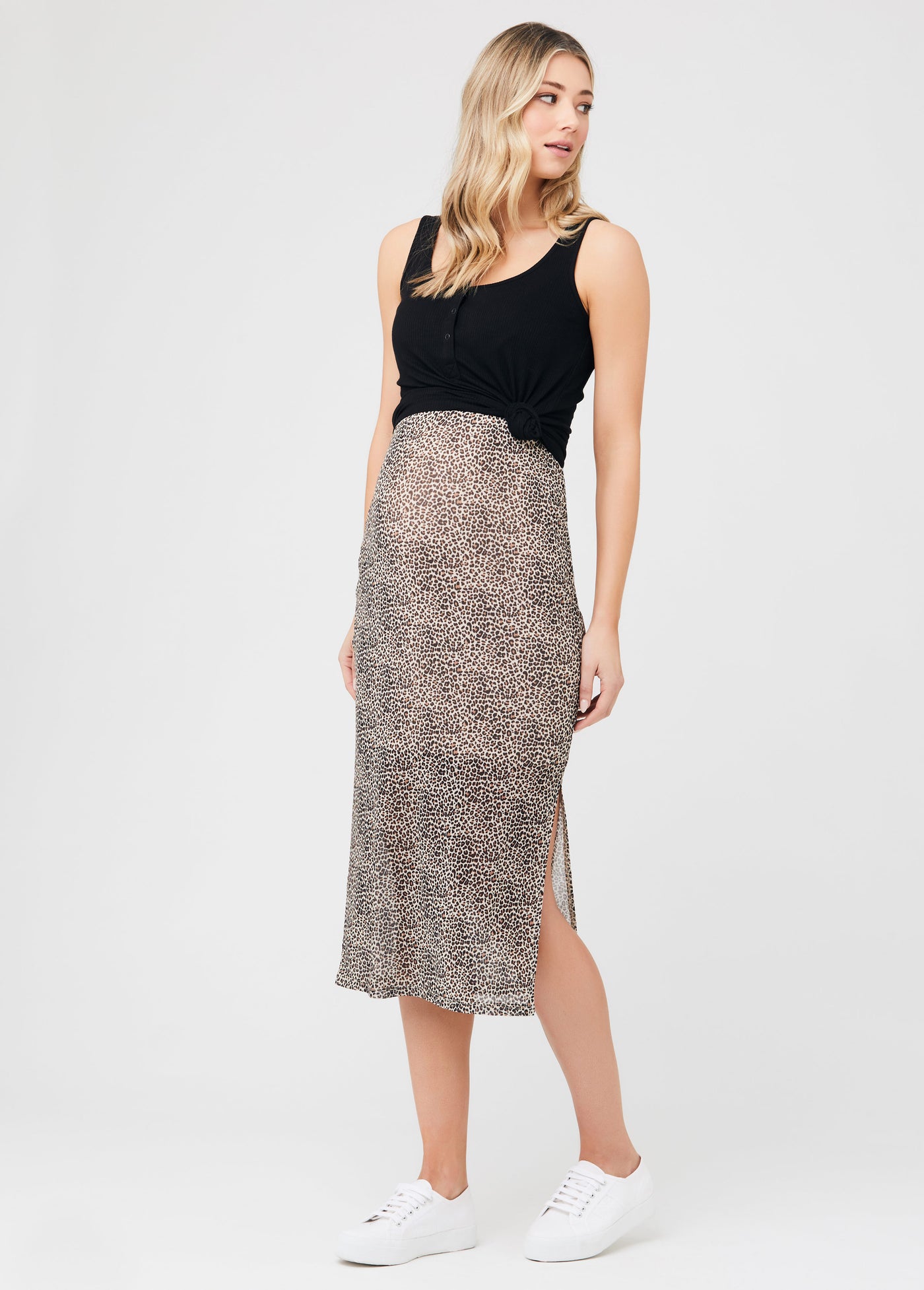 Leopard Mesh Midi Skirt by Ripe Maternity Ingrid Isabel