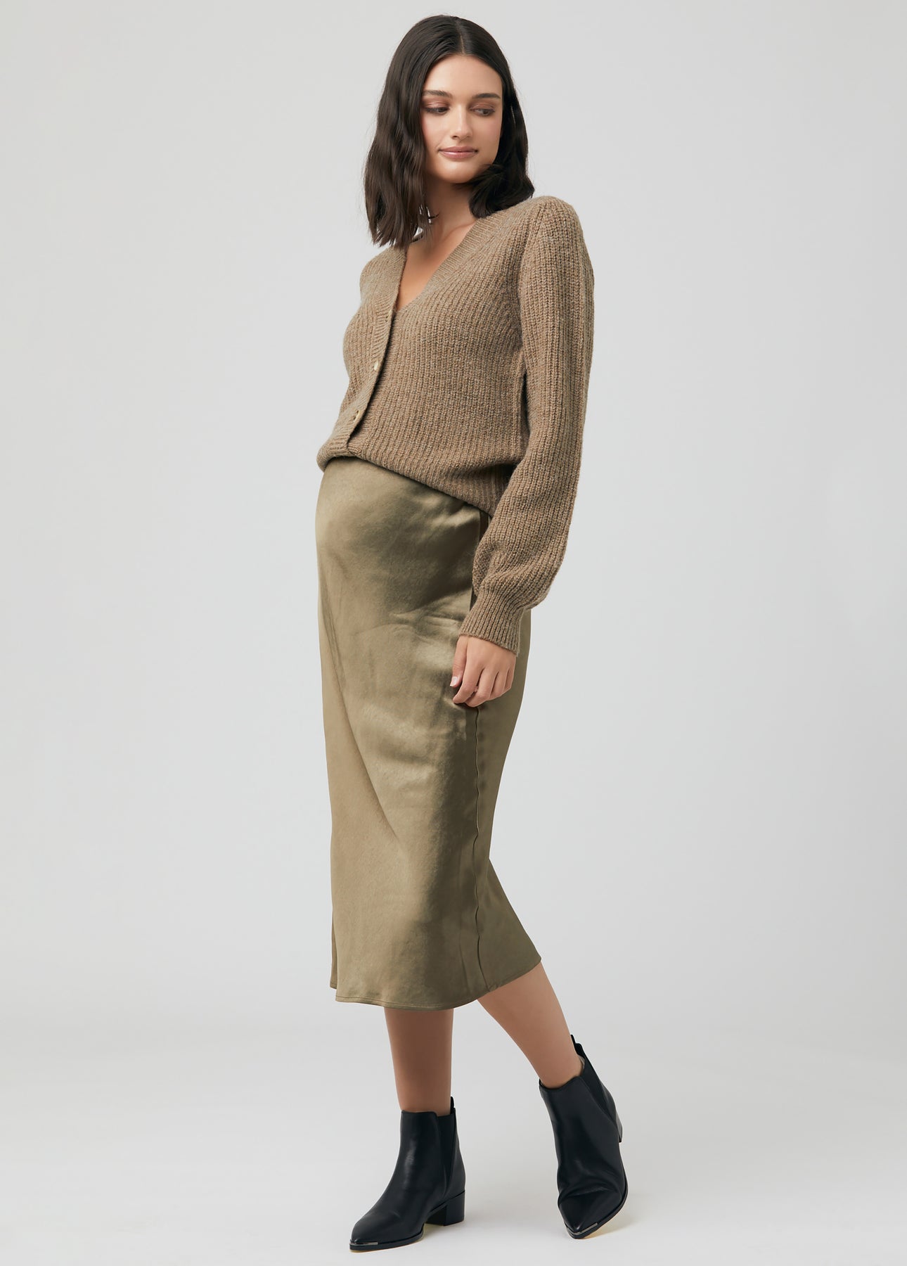 Silk midi skirt maternity top
