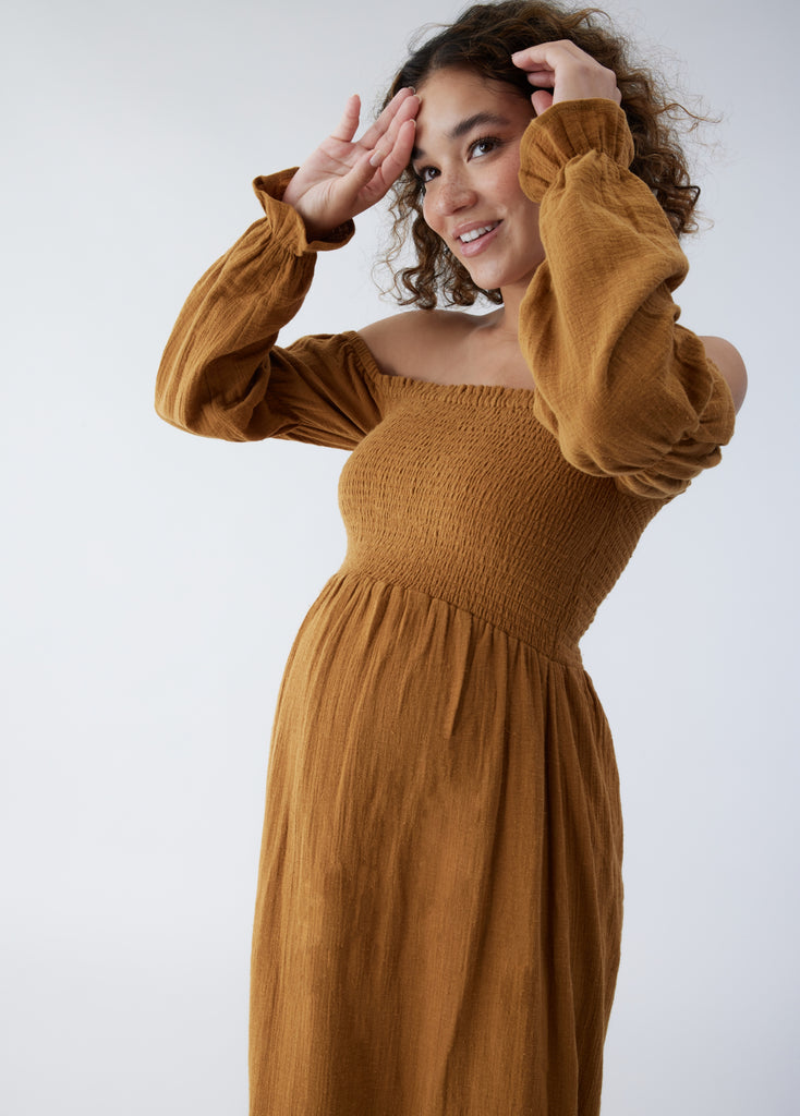 off the shoulder brown dress Katalia Maxi | Chocolate | Womens for understated evenings Brown Maxi off-shoulder Dress with