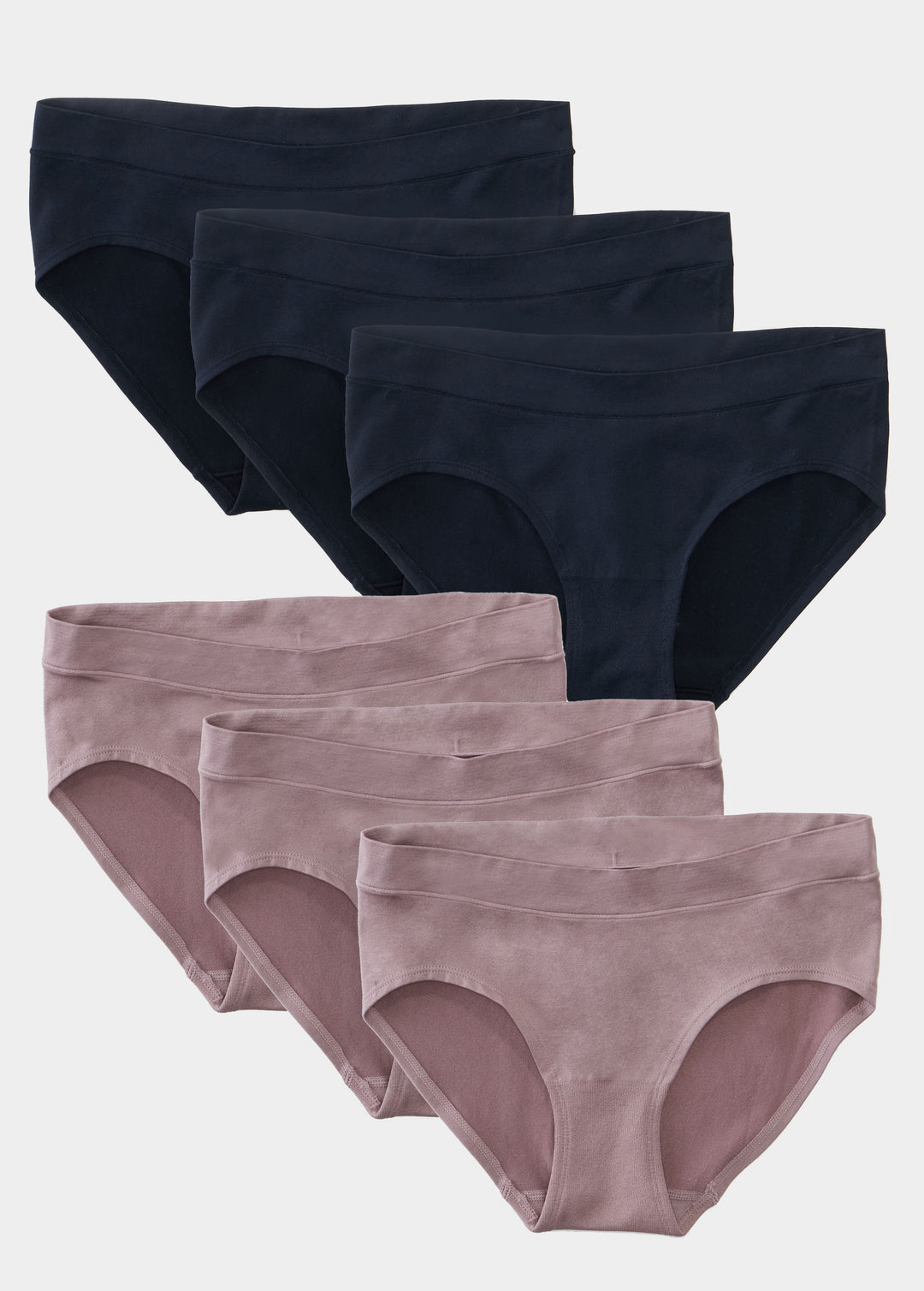 Ingrid & Isabel Women's Maternity 6 Pack Underwear Bundle - Black/Mauve